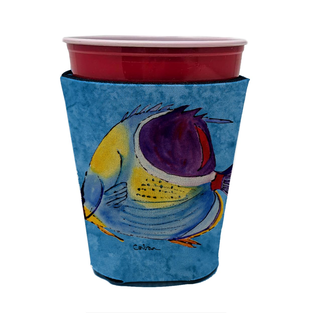 Caroline'S Treasures 8676Rsc Tropical Fish Red Cup Hugger Cup Cooler Sleeve Hugger Machine Washable Drink Sleeve Hugger Collapsi