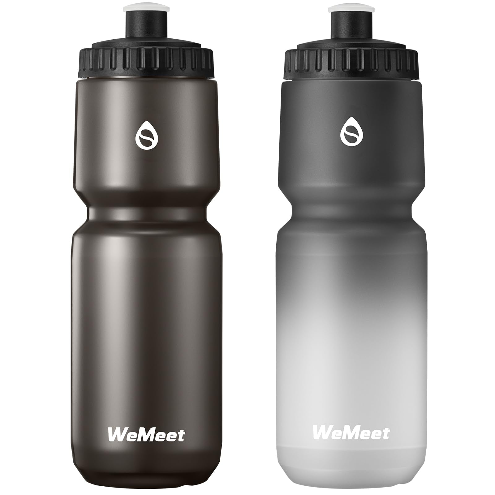 WEMEET 32oz Bike Sport Water Bottle, BPA Free, 2-Pack Leak Proof Cycling Squeeze Water Bottle with Capacity Scale, for Mountain 
