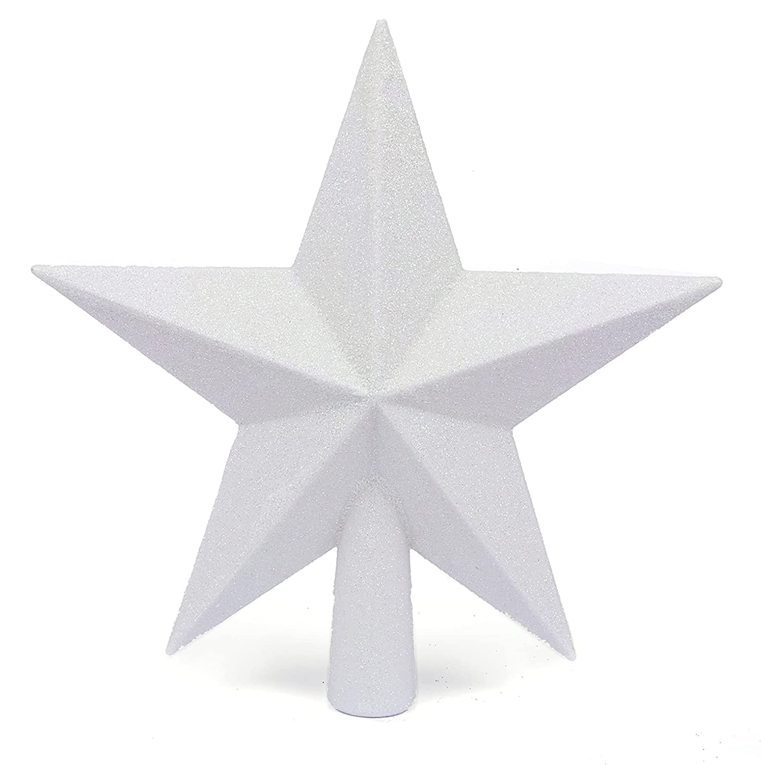 YYCRAFT Glitter Star Tree Topper Christmas Decoration-(10 Inch,White)