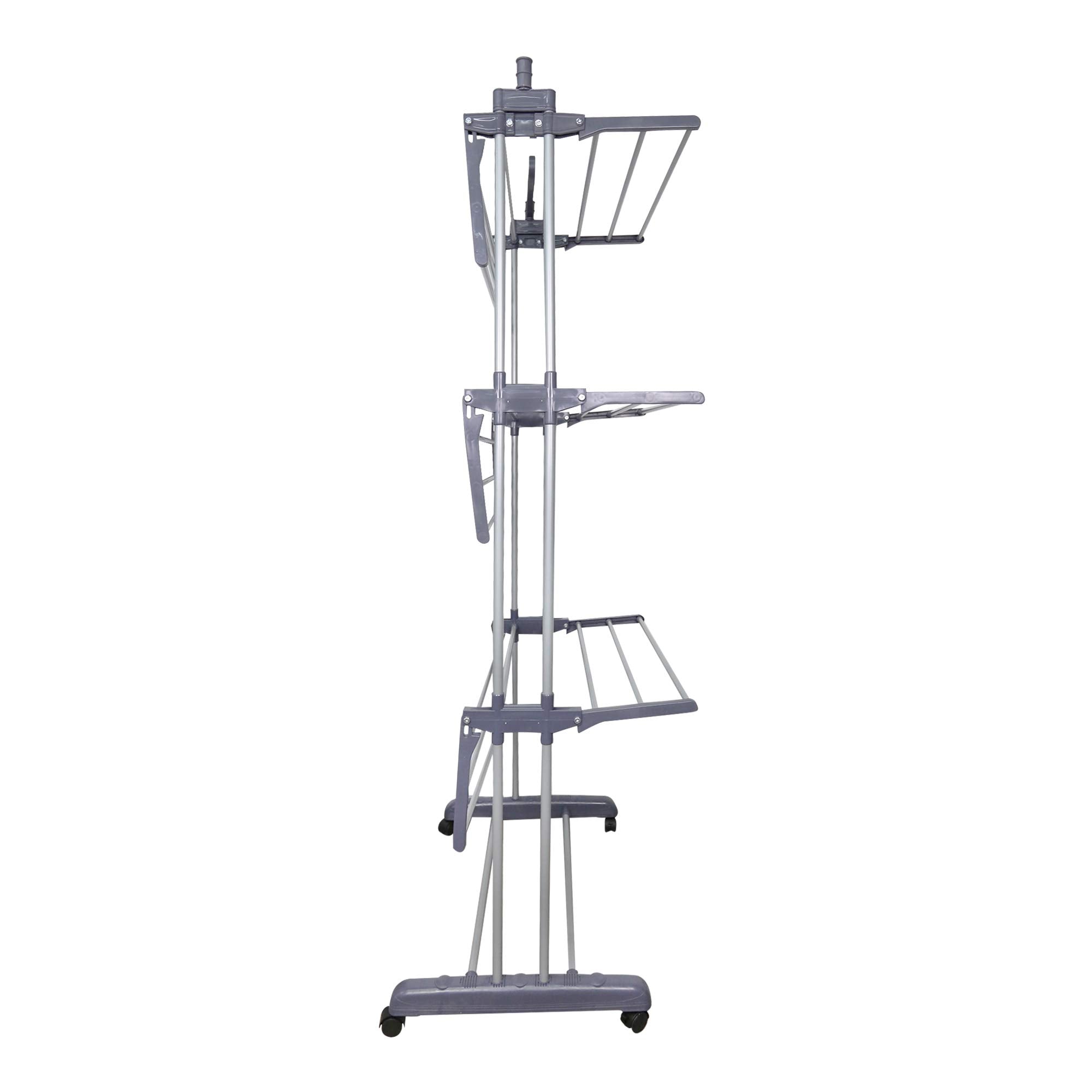 YOUUD Clothes Drying Rack 3-Tiers with Retractable Trays  Collapsible Shelves  Rolling and Base with Casters  Stainless Laundry Dryer Indoor or Outdoor Standing Rack