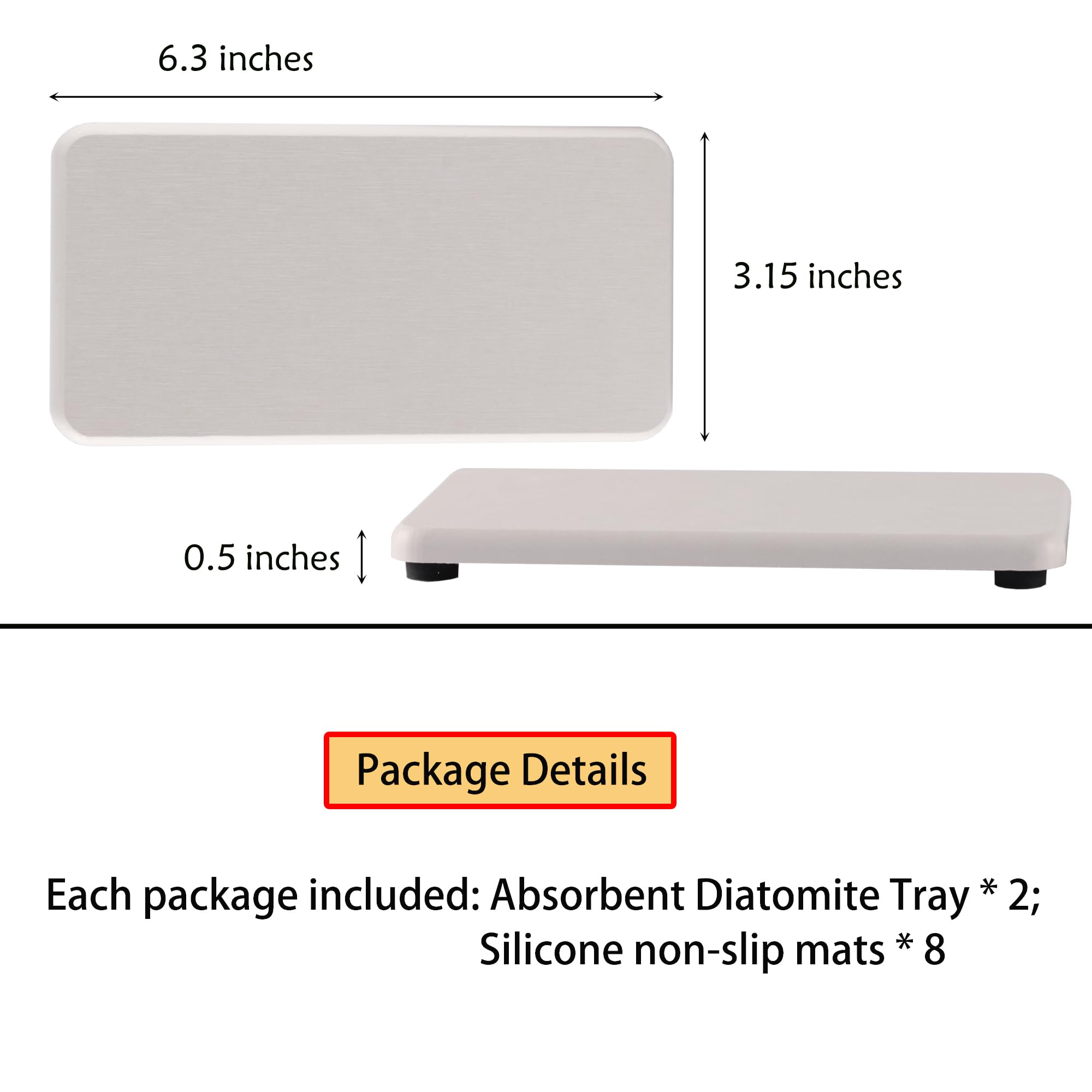 Niuyichee 2 Pcs Bathroom Sink Vanity Trays(6.3'' * 3.15''), Diatomaceous Earth Coasters, Kitchen Soap Tray, Water Absorbing Ston