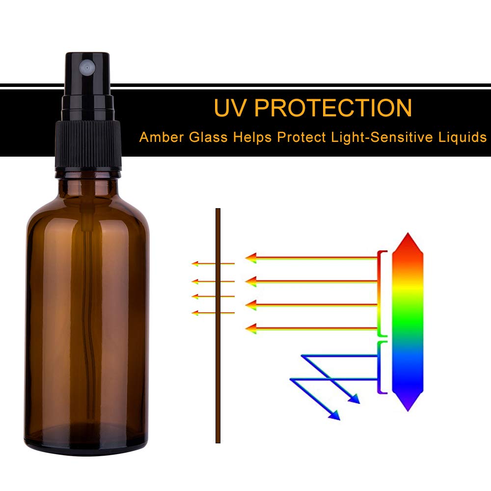 Hmaimas 6 Pack Amber Glass Spray Bottles For Essential Oils, 2Oz Small Fine Mist Travel Empty Spray Bottle For Hair And Plants