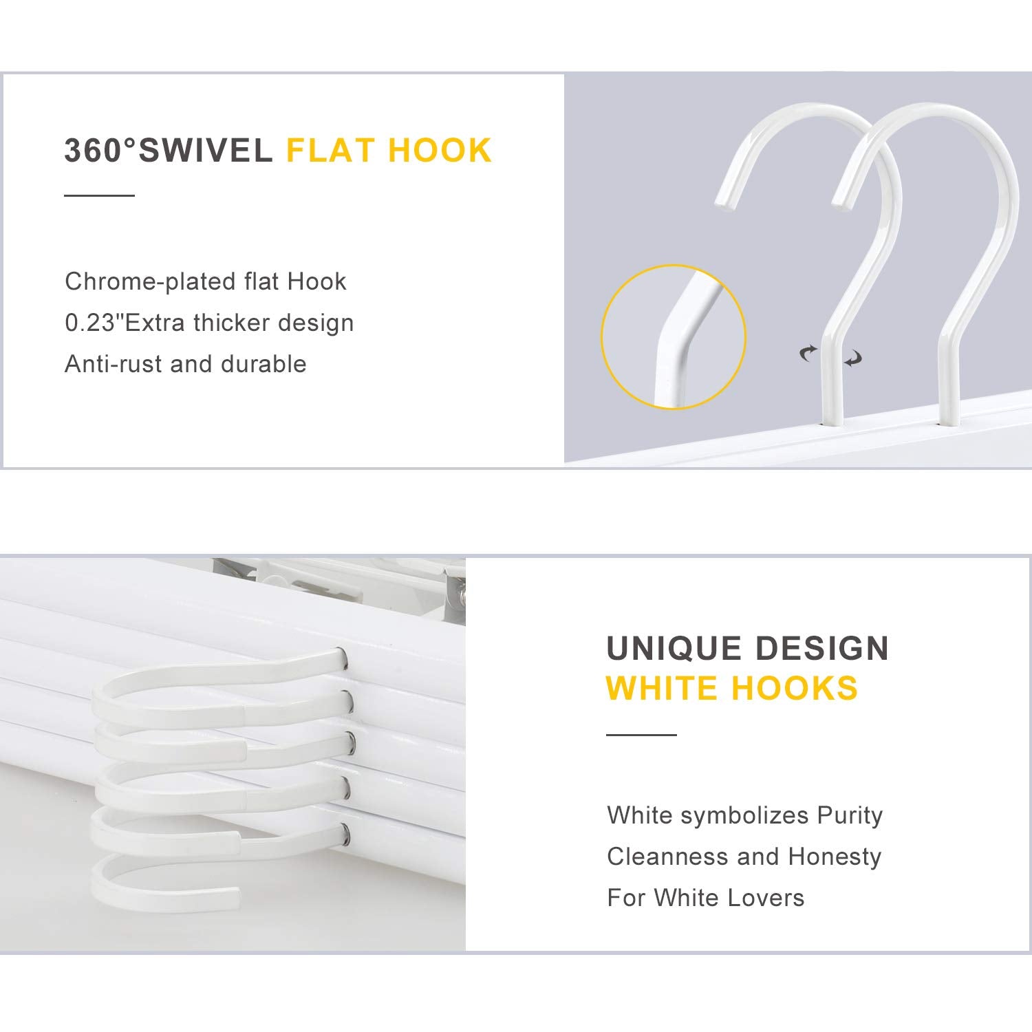 TOPIA HANGER All White Wooden Pants Hangers  Wood Skirt Hangers with Clips  Deluxe Jeans Hanger with 360Swivel Anti-Rust Flat Hook  Smooth Finish Wood Hangers for Slacks Trousers 20 Pack -CT03W