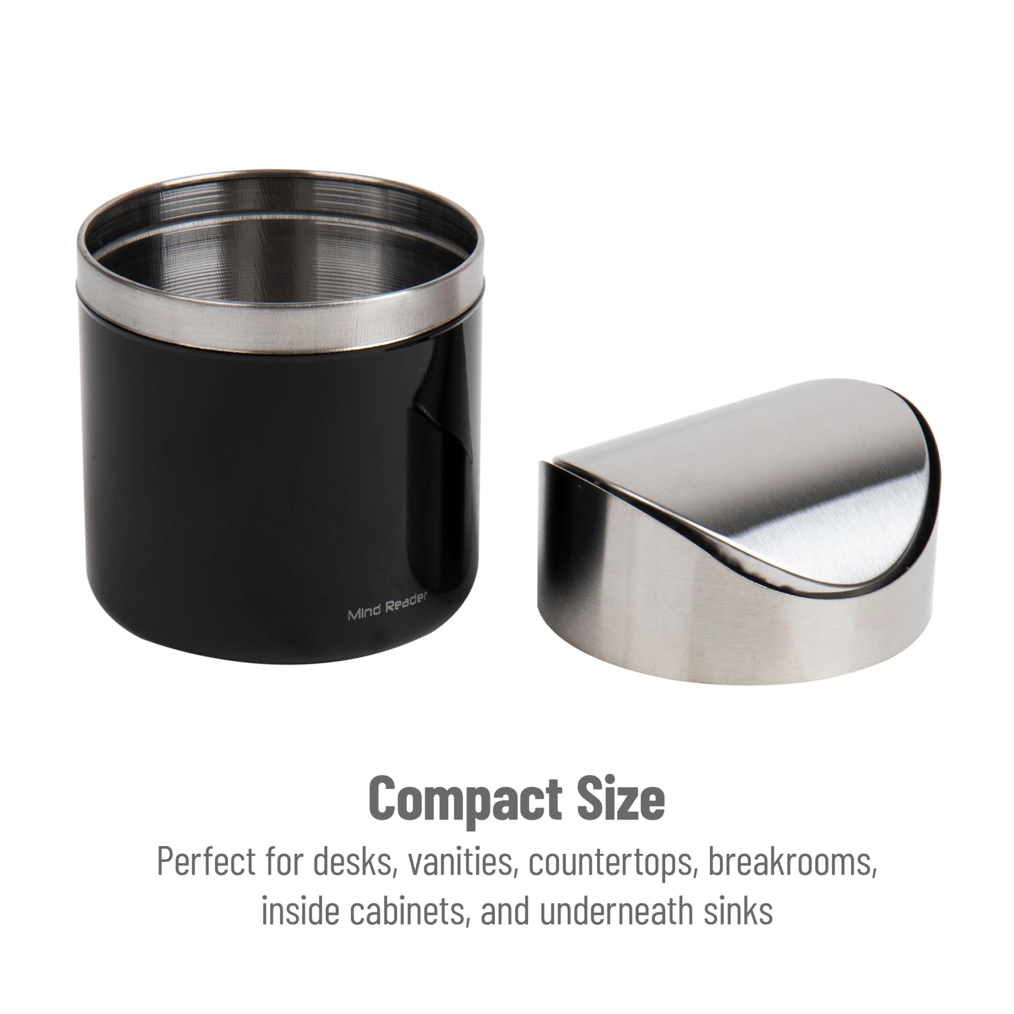 Mind Reader Mini Countertop Trash Can, Set Of 2, 1.5L(0.40 Gal) Waste Paper Basket, Office, L X 4.75'' W X 6.25'' H, Black