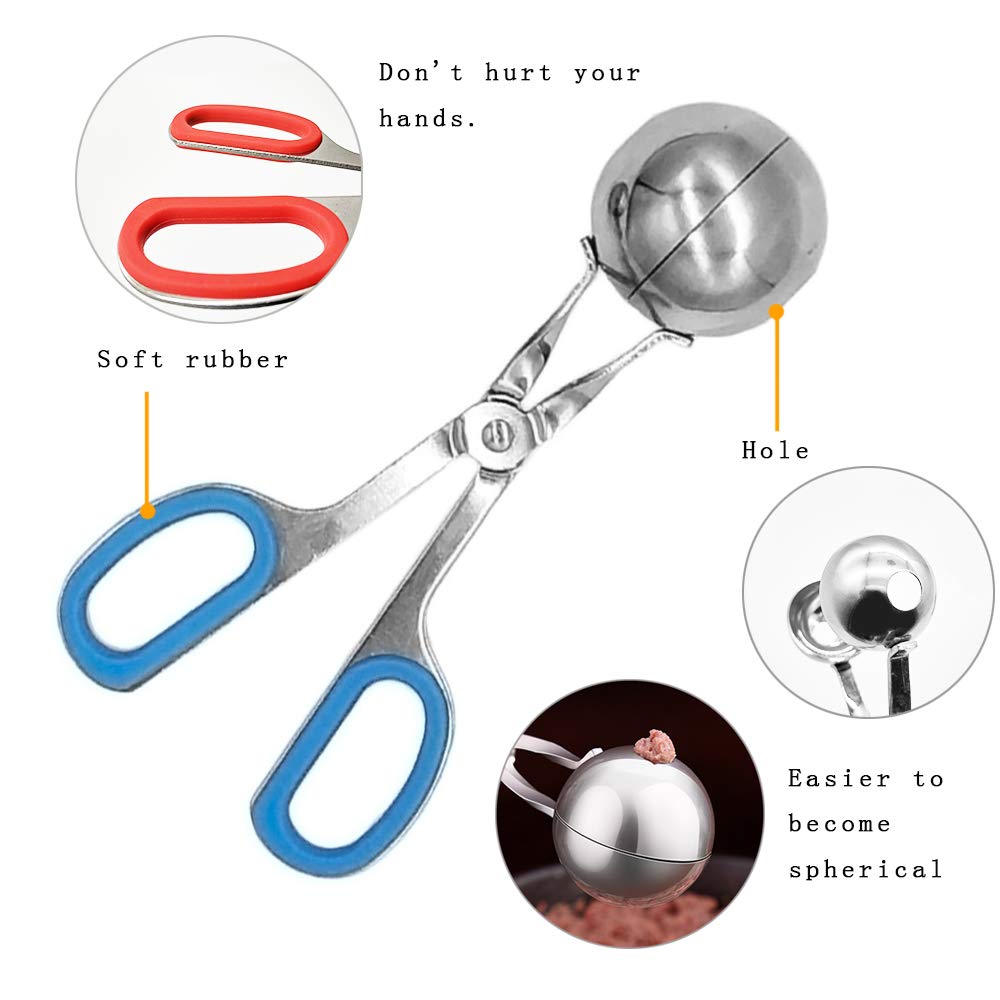 Meatball Maker, 2 Pcs None-Stick Meatball Maker With Detachable Anti-Slip Handles, Stainless Steel Meat Baller Tongs, Cake Pop R