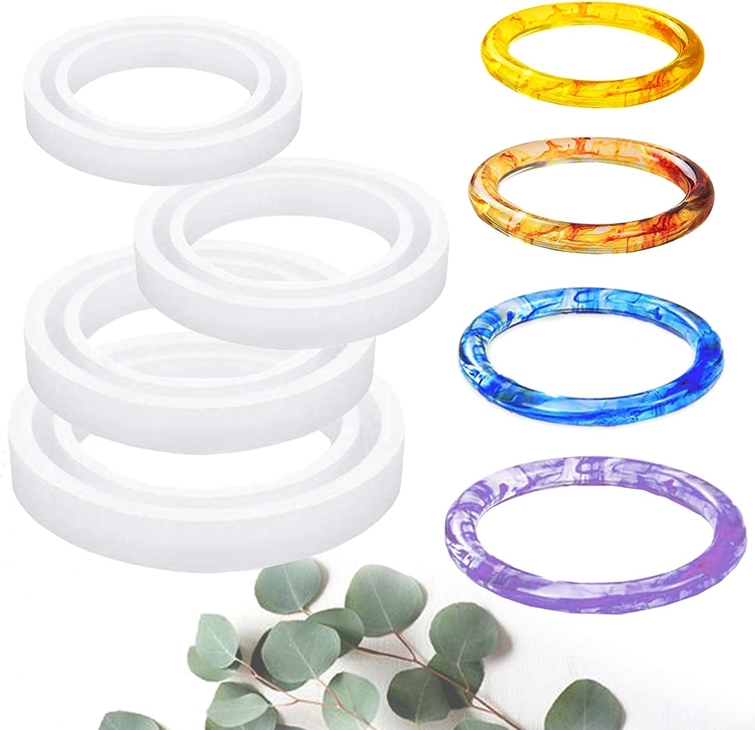 Urban Box 4 Pieces Assorted Size Silicone Bracelet Mold Resin Casting Mold Round Jewelry Mold Bangle Bracelet Mold For Jewelry M