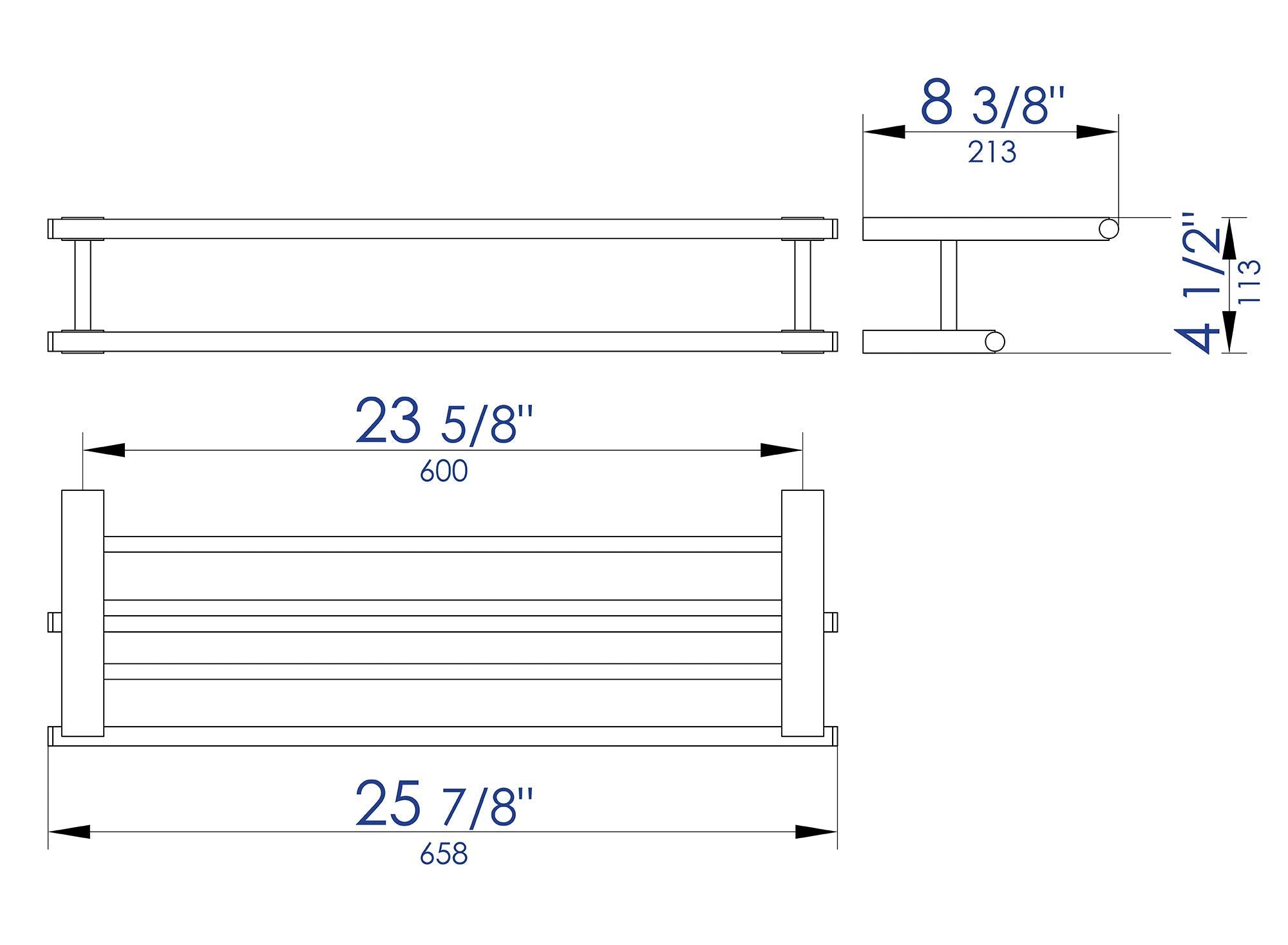 Alfi Brand Ab9564-Pc Towel Bar & Shelf Bathroom Accessory, 26'', Polished Chrome