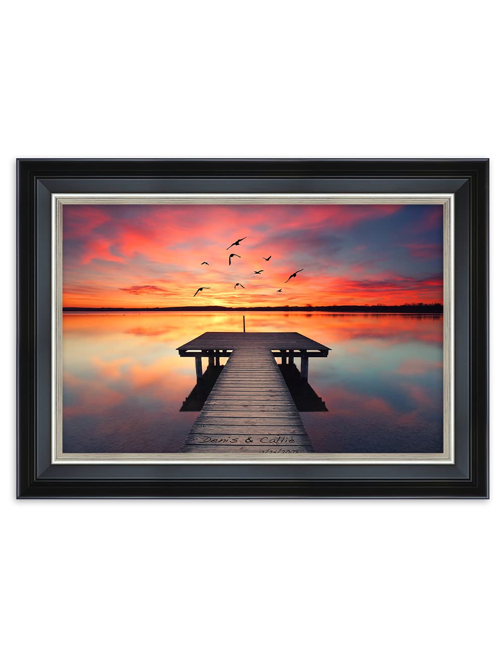 Ipic - Our Own Sunset Personalized Framed Wall Art With Names And Date On, Giclee Prints With Solid Wood Frame, Customized Gift