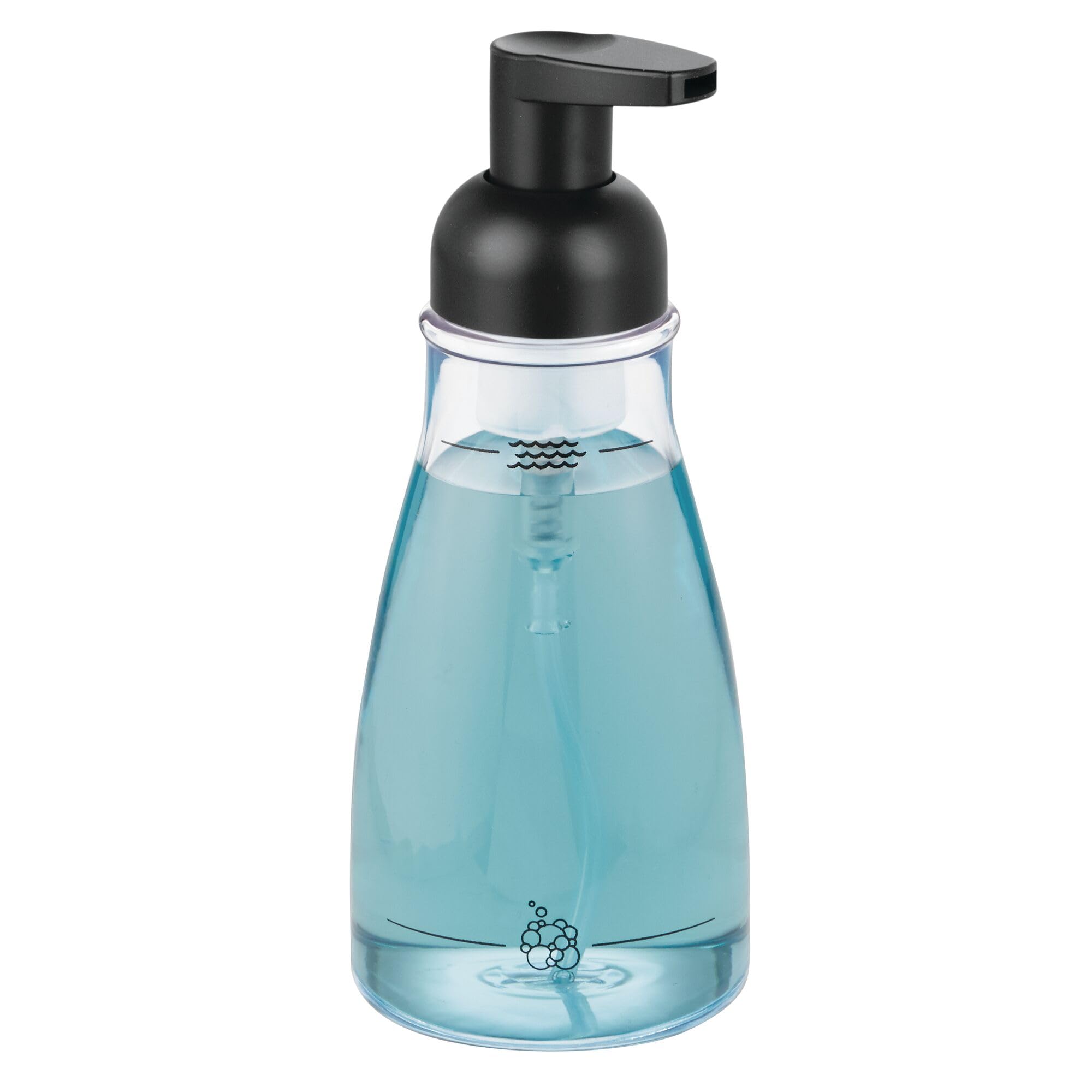 Idesign Refillable Foaming Soap Dispenser For Kitchen Or Bathroom Vanity - Clear/Matte Black