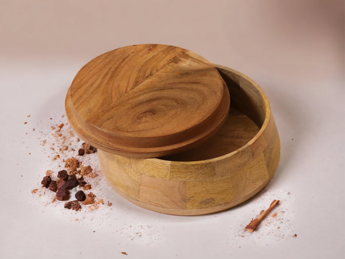 Vesta Homes Wooden Casserole With Lid For Roti, Hot, Masala Box | Serving Bowl For Kitchen And Home | Accessory And Jewellery Bo