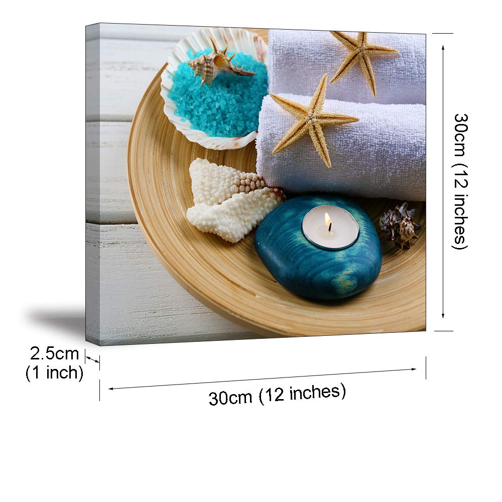 Tekment Spa Wall Art Decor For Bedroom, Sz Still Life Canvas Prints Of Blue Sands, Candles & Stones, Massage Treatment Pictures