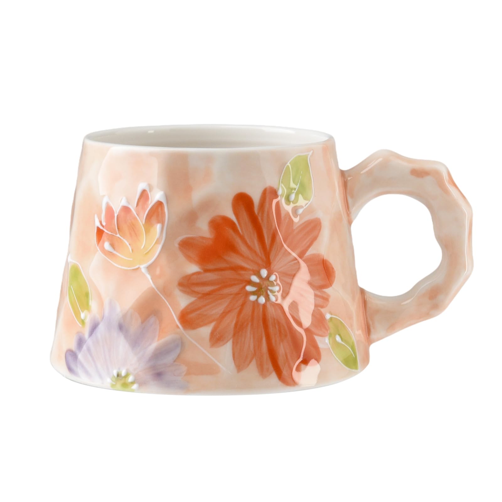 Buketou 13oz ceramic mug, enlarged and thickened breakfast cup, suitable for spring, summer, autumn and winter, handpainted cup