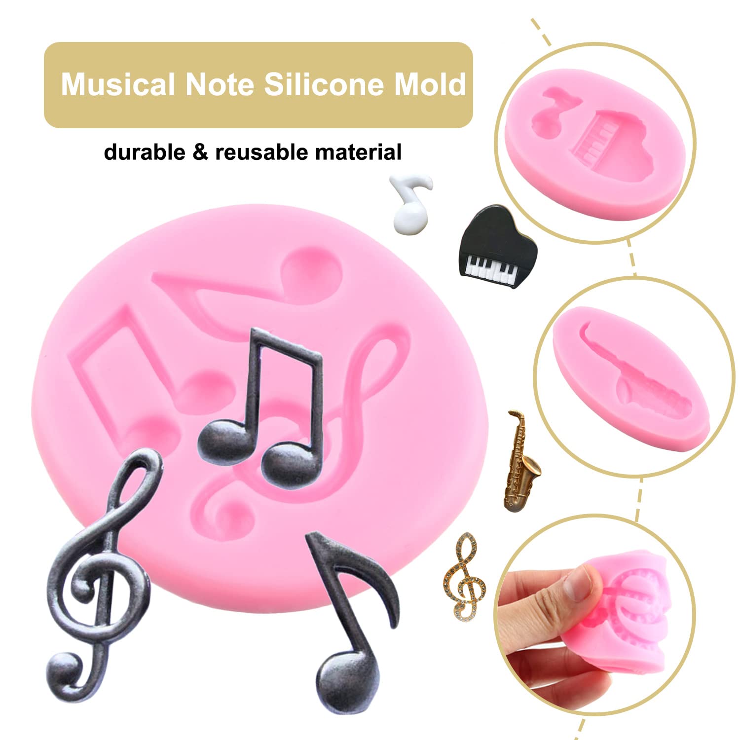 Zixiang Music Note Fondant Mold Piano Saxophone Silicone Molds For Cake Decorating Cupcake Topper Candy Polymer Clay Chocolate G