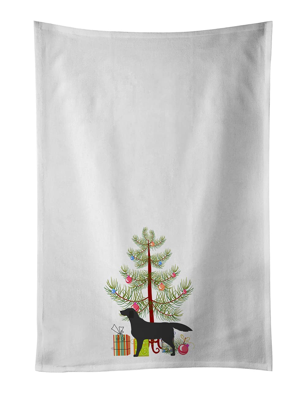 Black Labrador Retriever Merry Christmas Tree White Kitchen Towel Set of 2