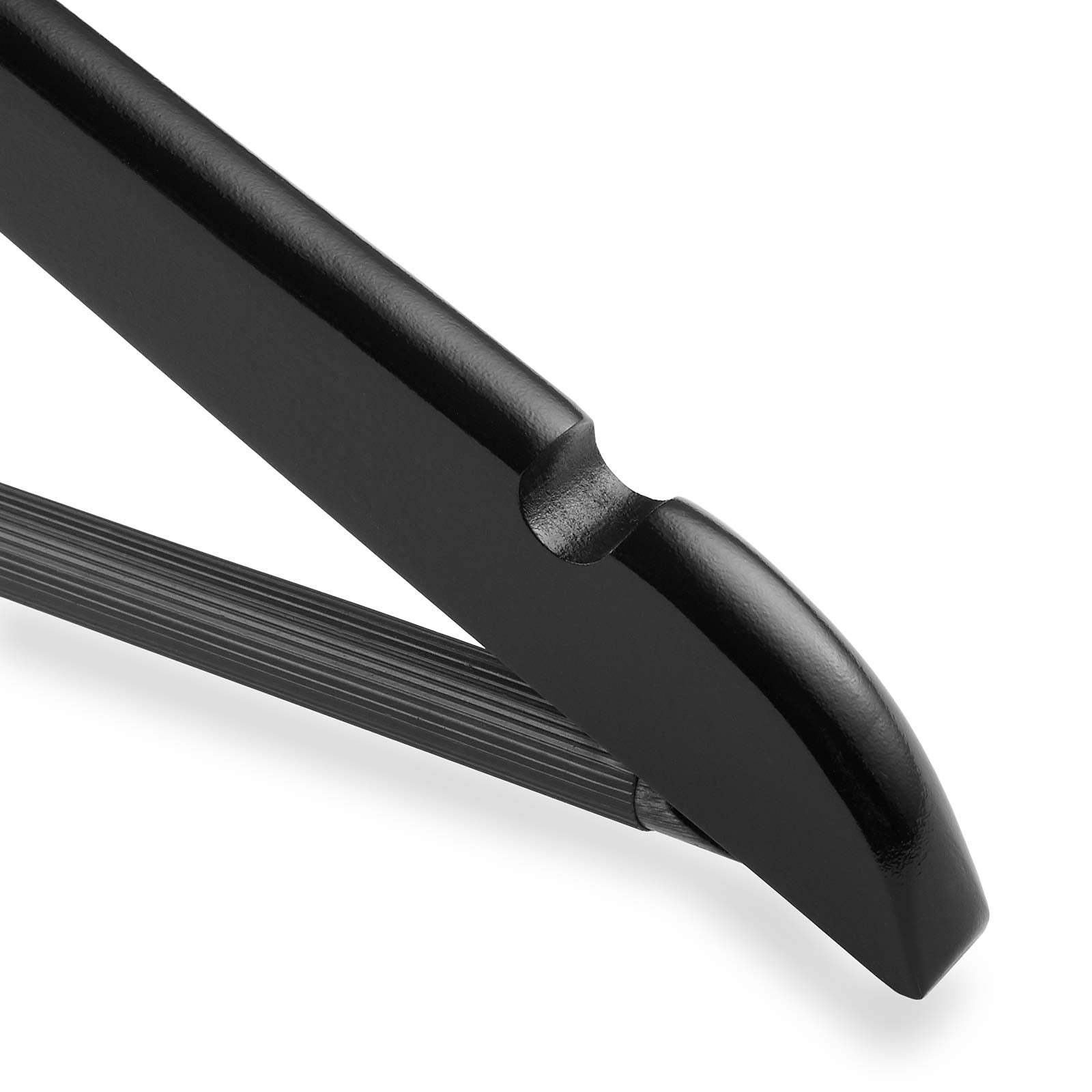 Casafield - 20 Black Wooden Suit Hangers - Premium Lotus Wood With Notches & Chrome Swivel Hook For Dress Clothes, Coats, Jacket