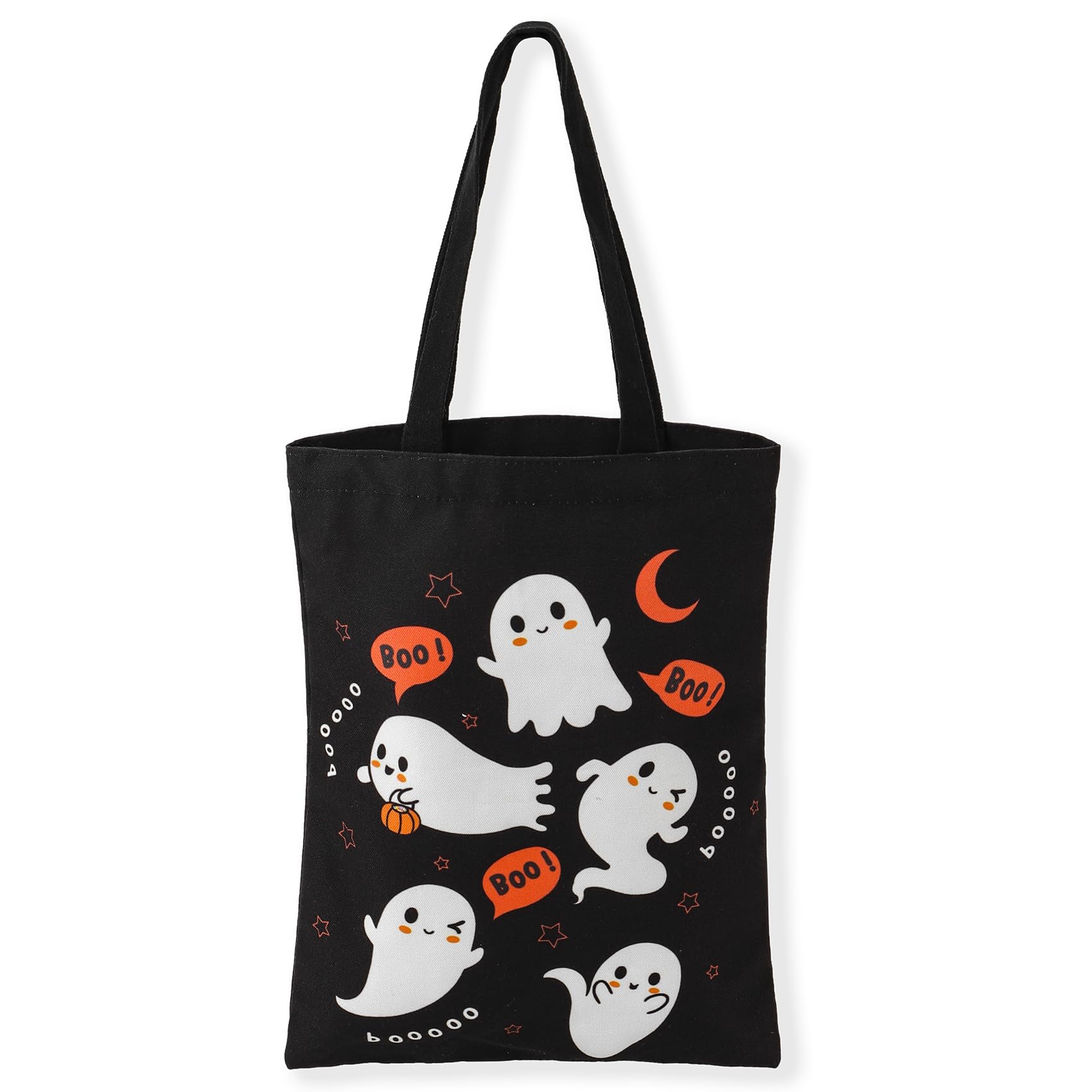 Atfunshop Halloween Tote Bag 15.7'' Trick Or Treat Bag Halloween Canvas Bags Reusable Large Halloween Bag For Kids Ghost