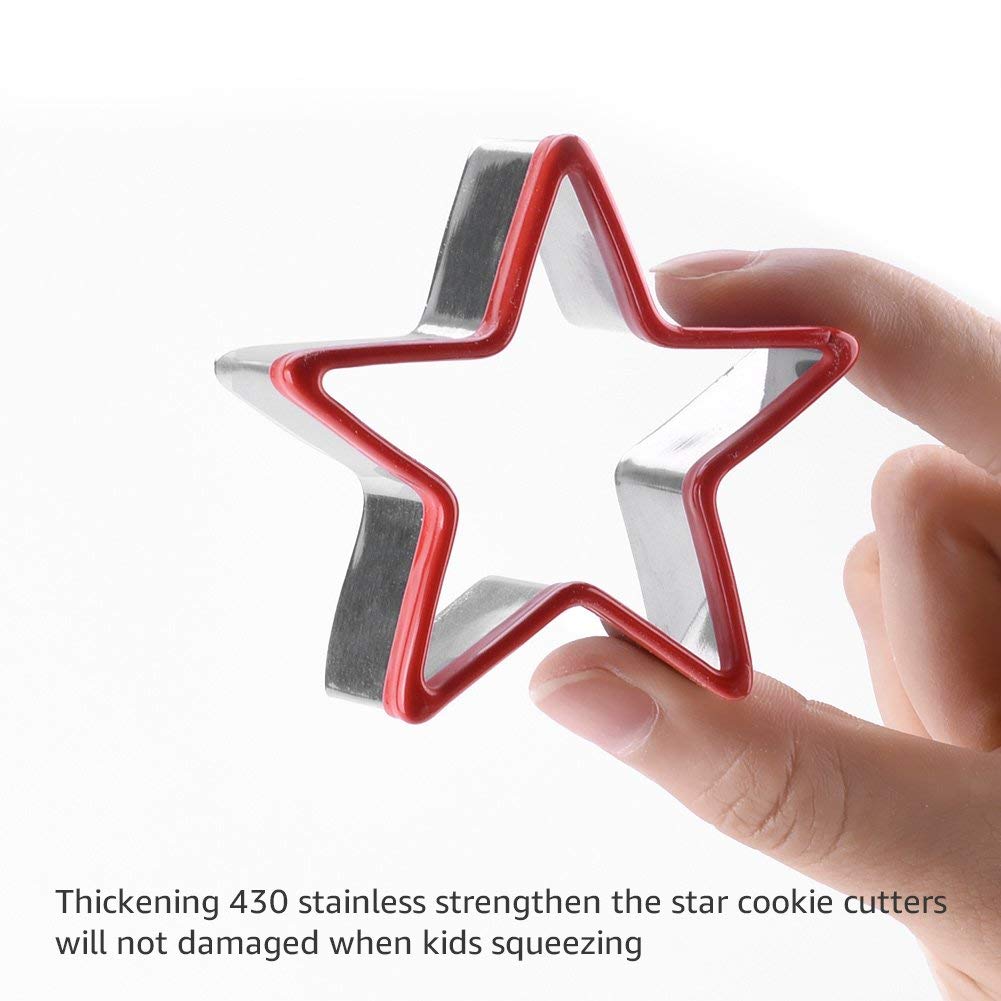Star Cookie Cutters Set 3Pcs Stainless Steel,Food Grade Large & Mini Star Cookie Cutter For Pressing Cookie, Sandwich And Bread