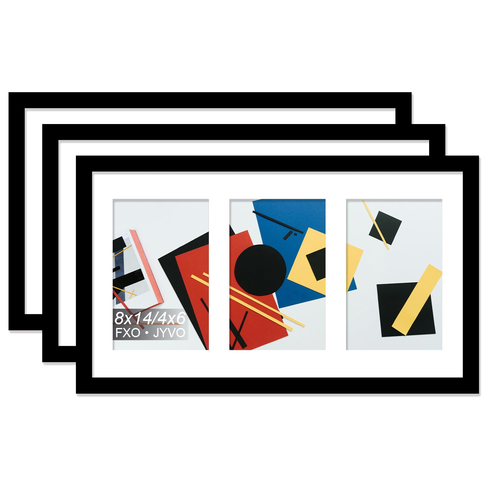 Fxojyvo 4x6 Picture Frame Collage Set of 3, Display 3 4x6 Picture Collage or 8x14 Photo Only Without Mat, Light Weight and High 
