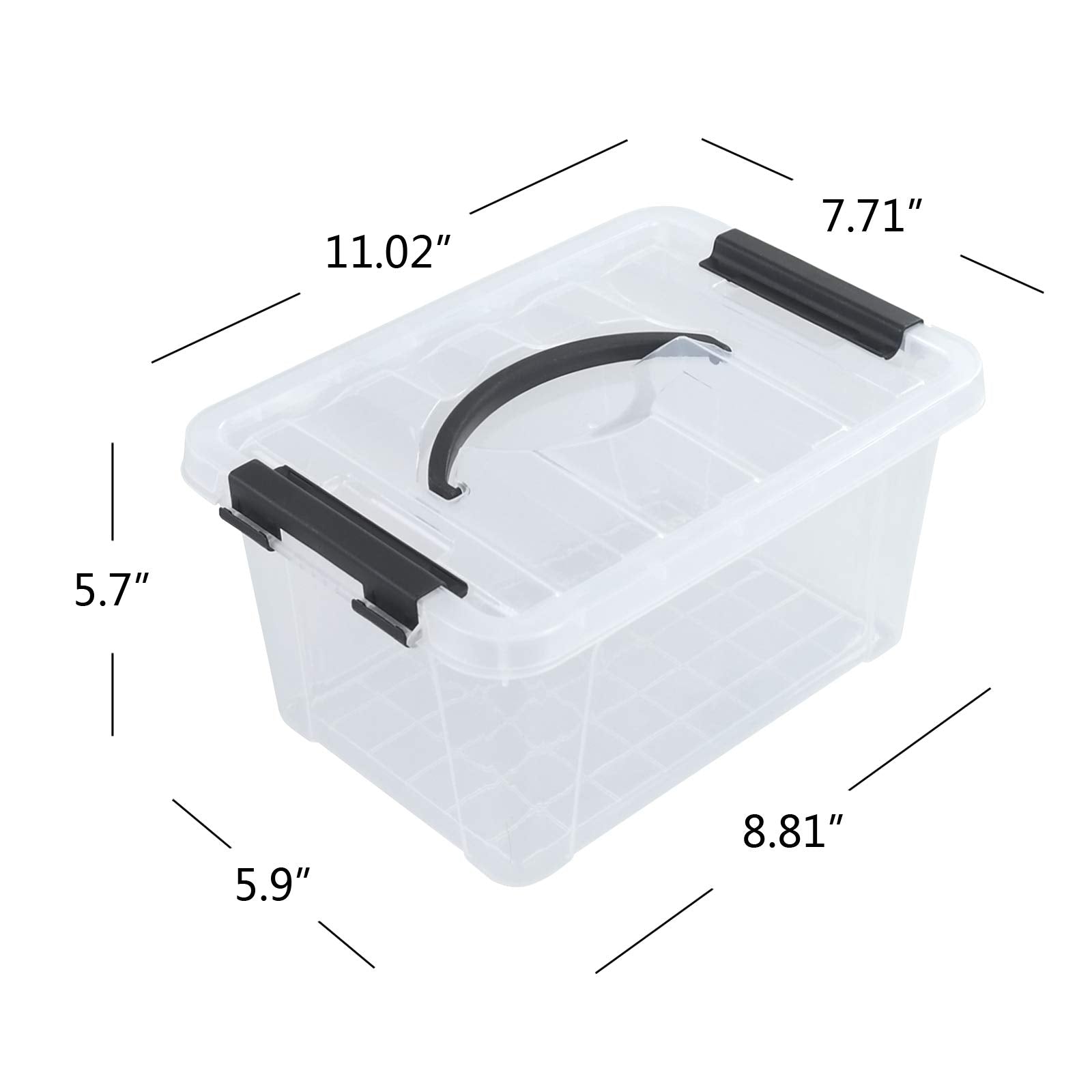 Cadineus 6-Pack Clear Storage Boxes, Latching Storage Bins With Lids, 11.02'' X 7.71'' X 5.7''