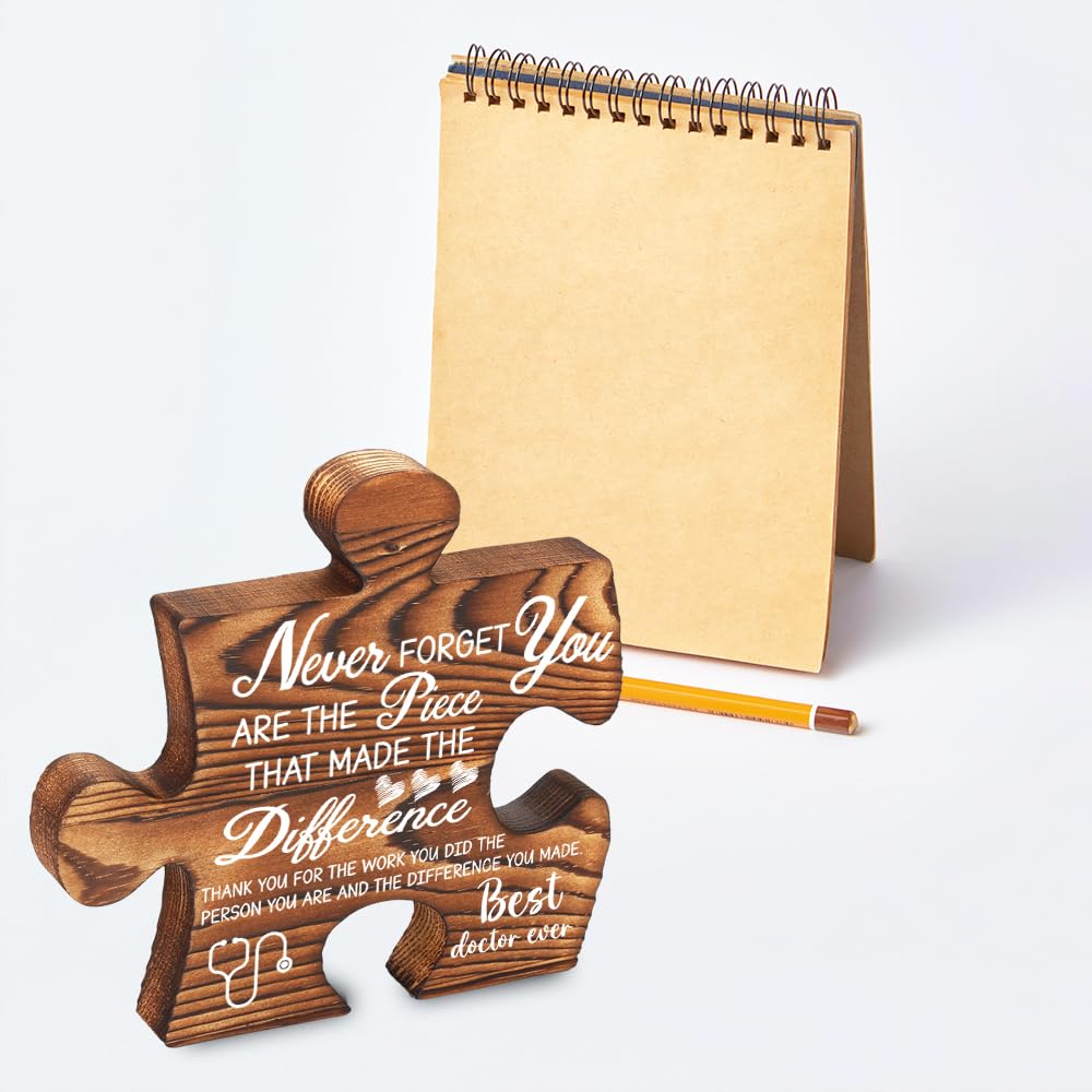Thank You Gift for Doctor Physicians Ideal,Wooden Retro Puzzle Piece Desk Decor, Retirement, Doctor Appreciation Day, Farewell B
