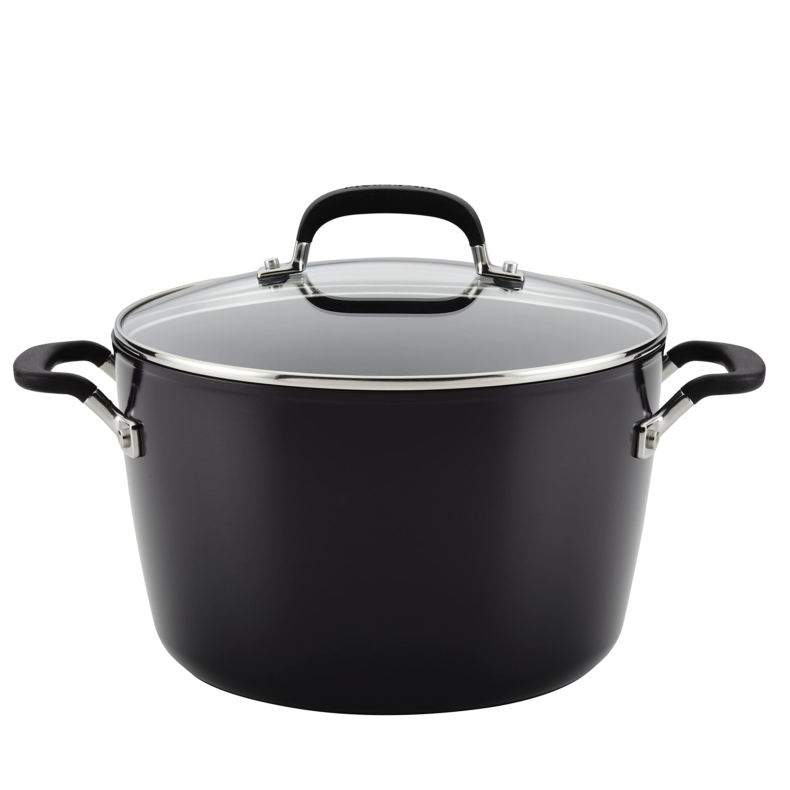 Kitchenaid Hard Anodized Nonstick Stockpot With Lid, 8 Quart, Onyx Black