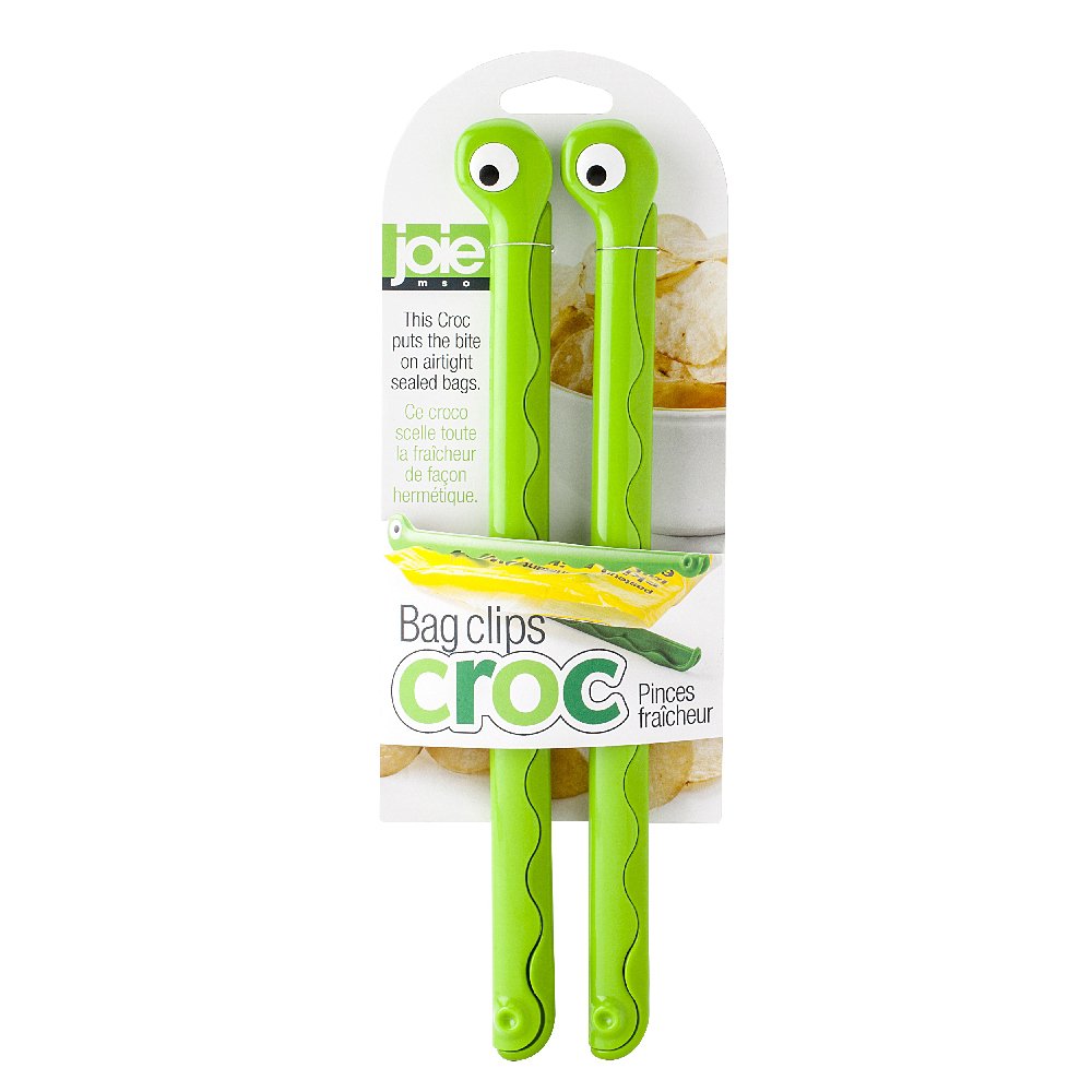 Msc International Joie Croc Bag Clips, Set Of 2, 10-Inches X .75-Inches X .5-Inches, Green, One Size