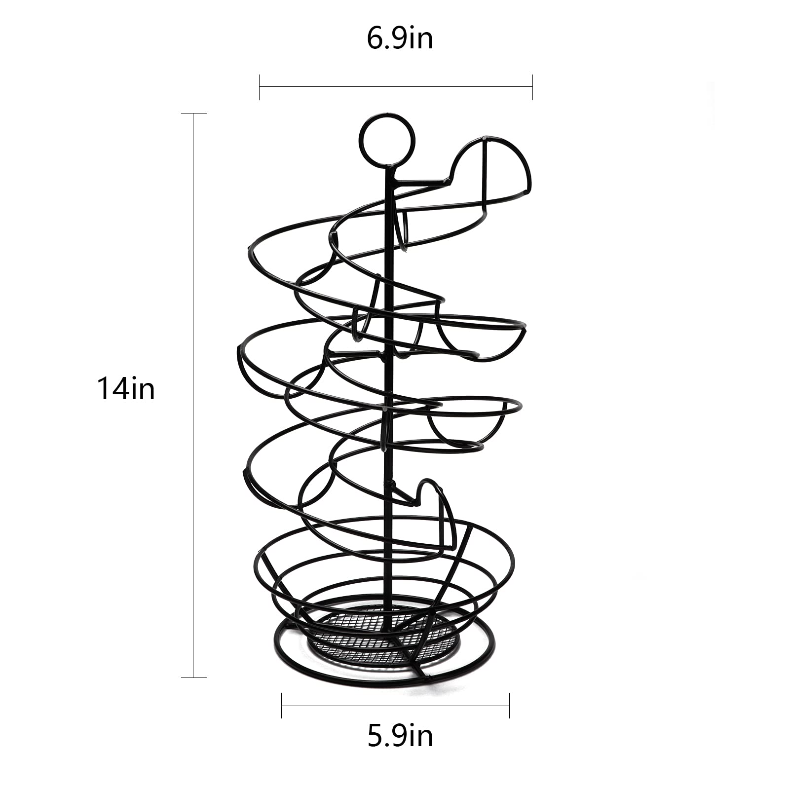 Qutrey Black Metal Egg Skelter With Storage Basket, Spiral Design Egg Holder For Large Egg For Countertop, Kitchen