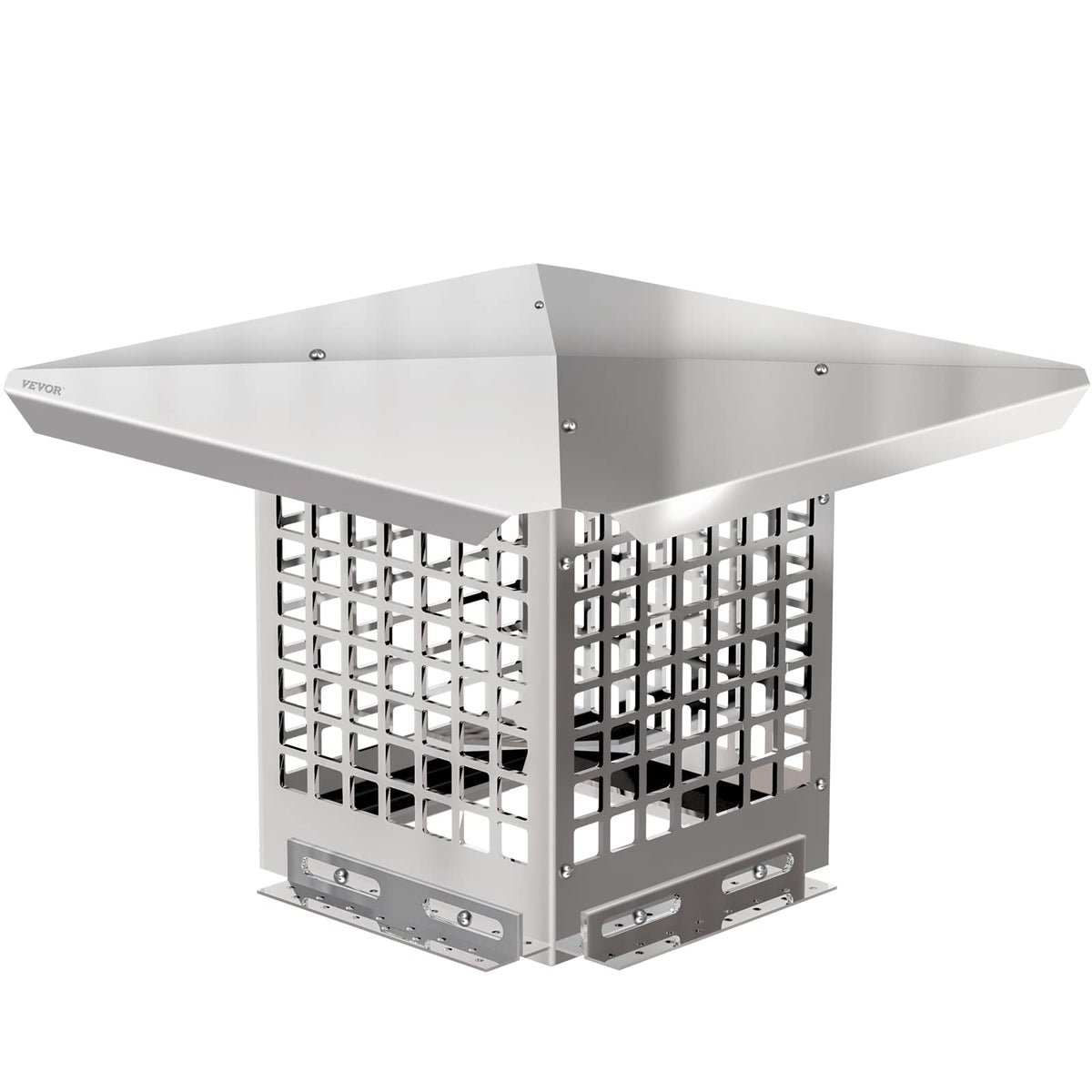 Vevor Chimney Cap, 8'' X 8'' Flue Caps, 304 Stainless Steel Fireplace Chimney Cover, Adjustable Metal Spark Arrestor With Bolts