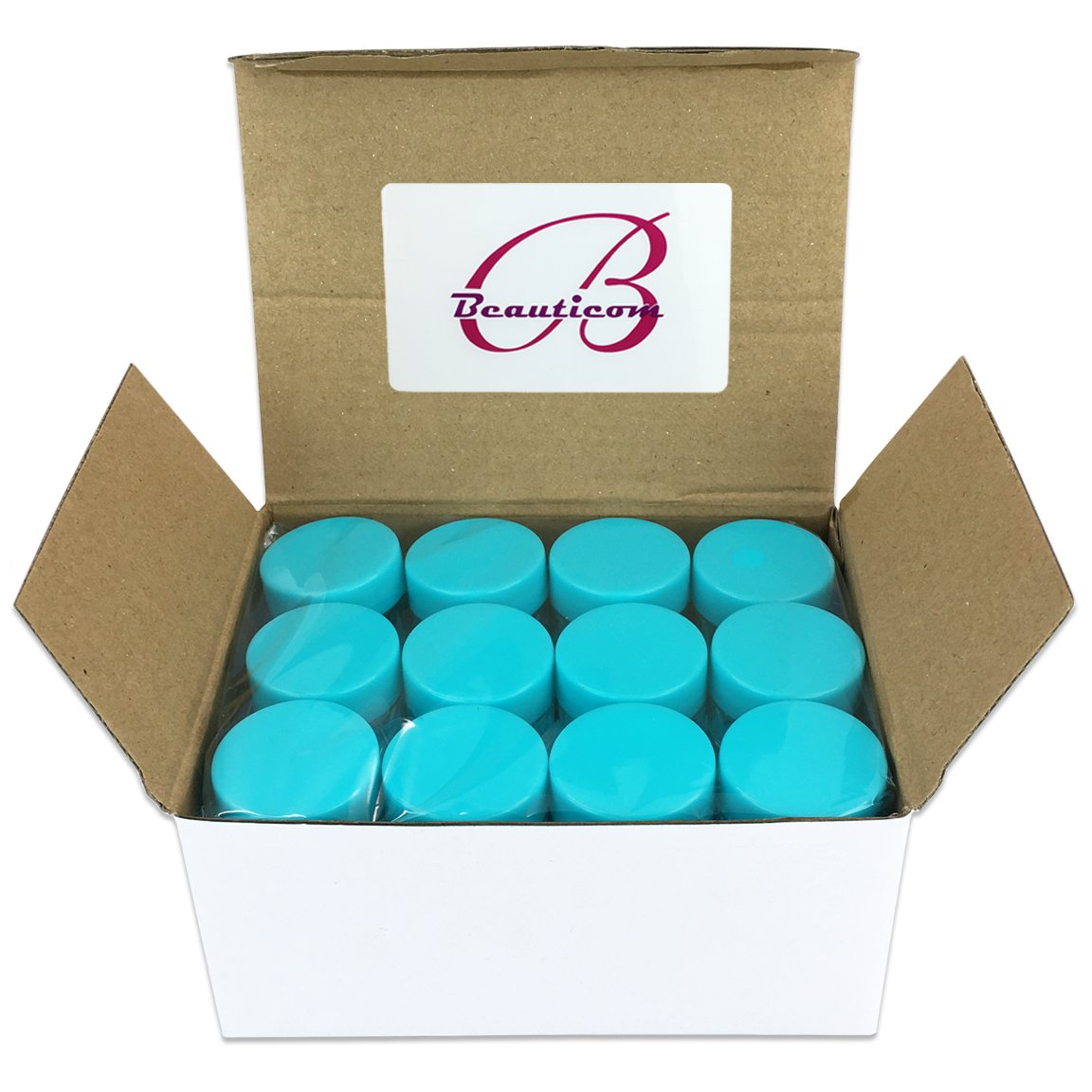 Beauticom 7 Gram / 7 Ml (Quantity: 24 Pieces) Thick Wall Round Leak Proof Clear Acrylic Jars With Teal Lids For Beauty, Cream, C