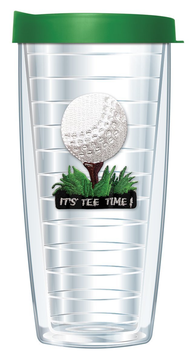 Tee Time Golf W/Grass Green Lid Tumbler Cup 16 Oz | Fantastic Temperature Retention, Thermal Insulated! Dishwasher And Microwave