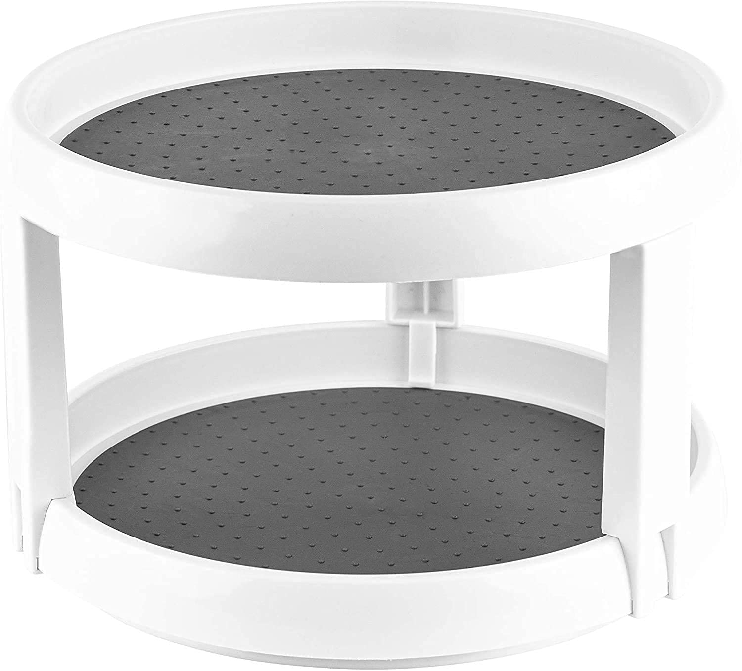 House Of Quirk Plastic Non Skid Turntable Lazy Susan Table Mount Cabinet Organizer 2 Tier 360 Degree Rotating Floating Shelves S
