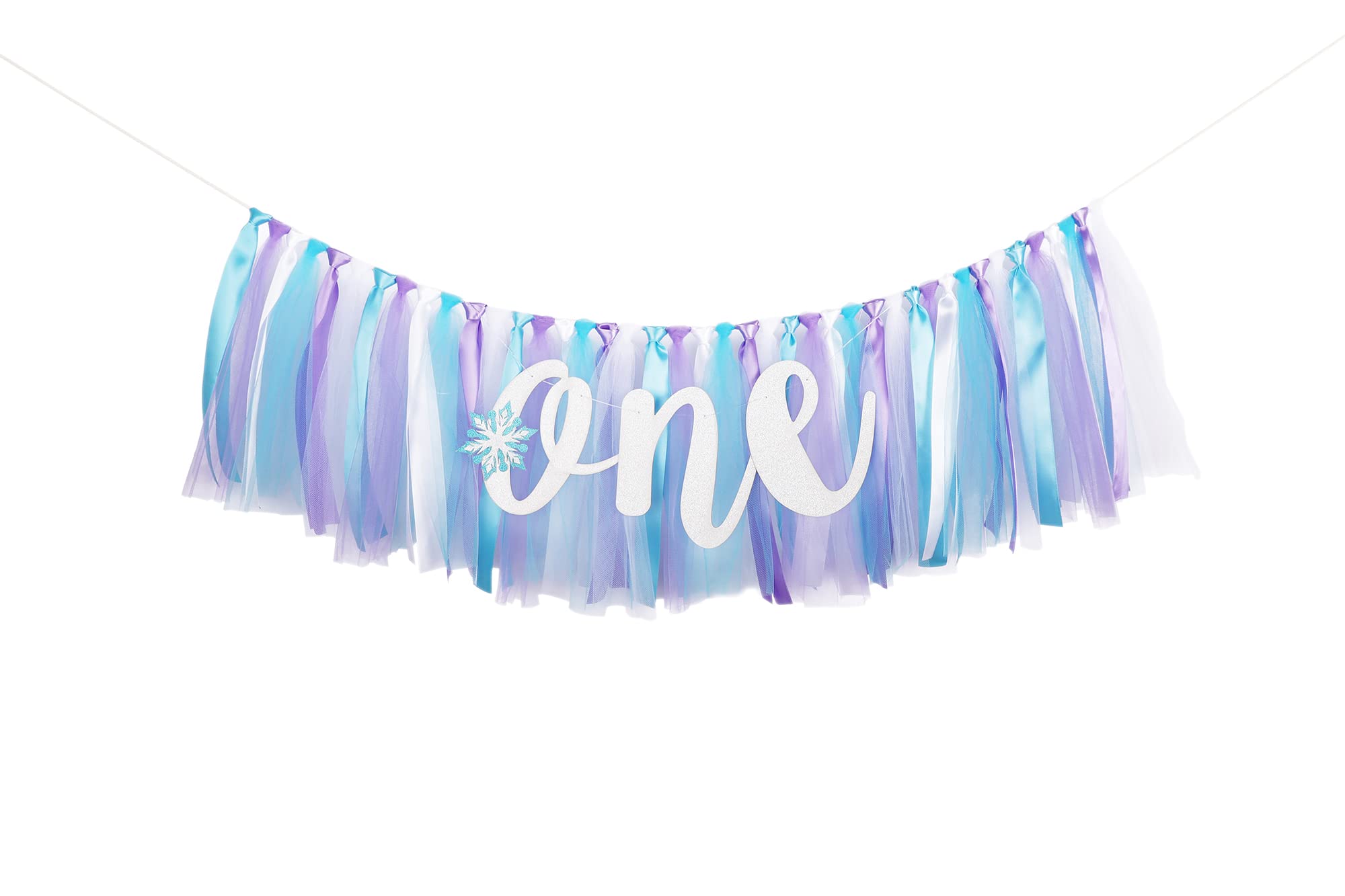 Snowflake Highchair Banner Decoration For Baby - Party Theme Pull Flag, High Chair Fabric Garland, 1St First Birthday Banner, Ph