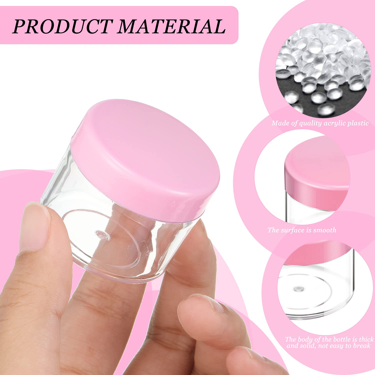 20 Pieces Round Pot Jars Plastic Cosmetic Containers Set With Lid For Liquid Creams Sample, 20 Ml/ 0.7 Oz (Fresh Pink Lid)