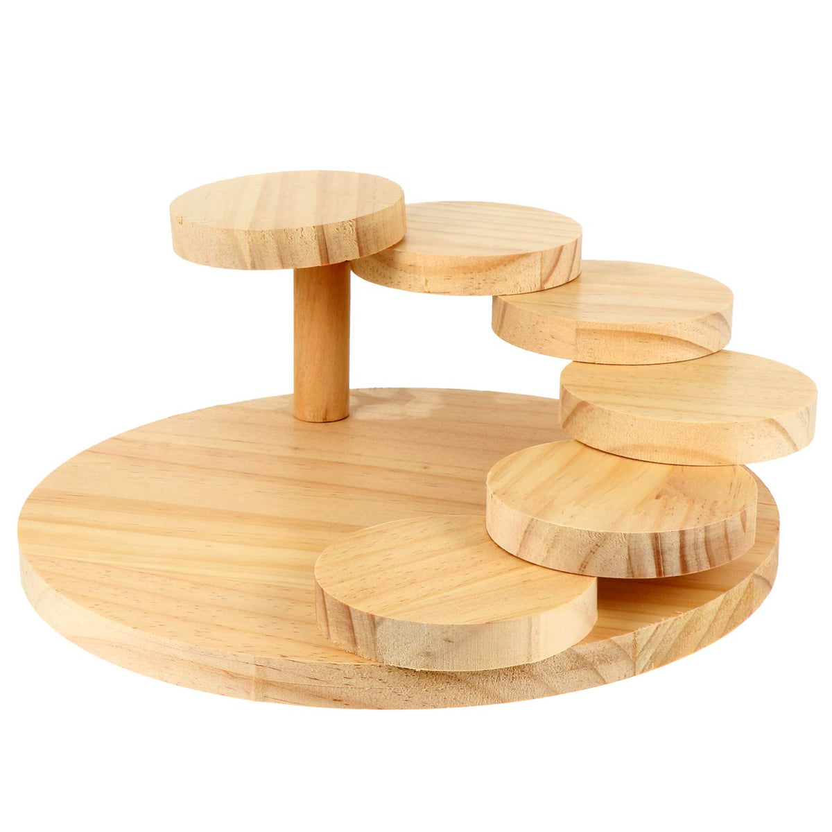 Hemoton Japanese Wood Sushi Serving Tray Creative Rotating Steps Stairs Meat Plate Sushi Plate Dish Sushi Sashimi Serving Plate