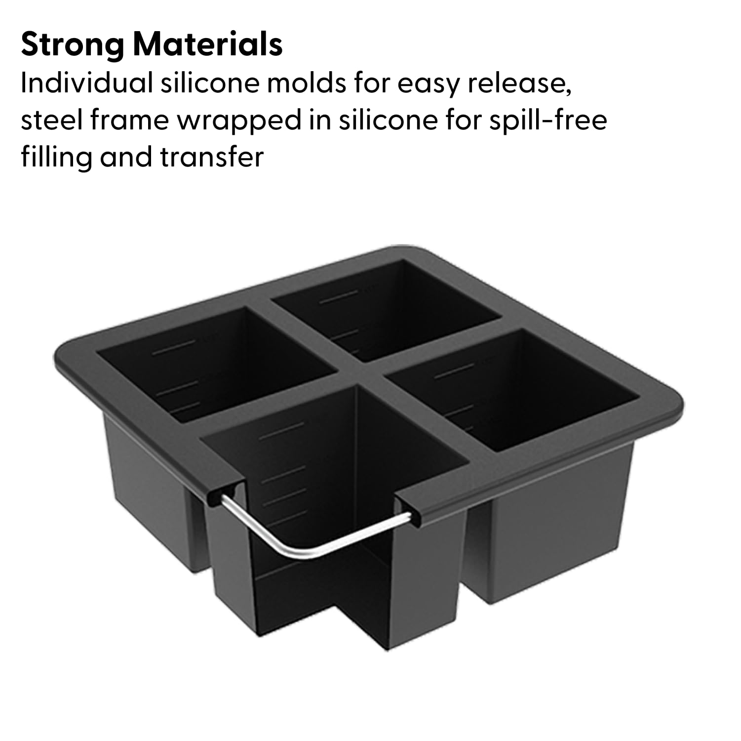 W&P Cup Cubes Silicone Freezer Tray With Lid, Charcoal, Makes 4 Perfect 1-Cup Portions, Freeze & Store Soup, Broth, Sauce, Lefto