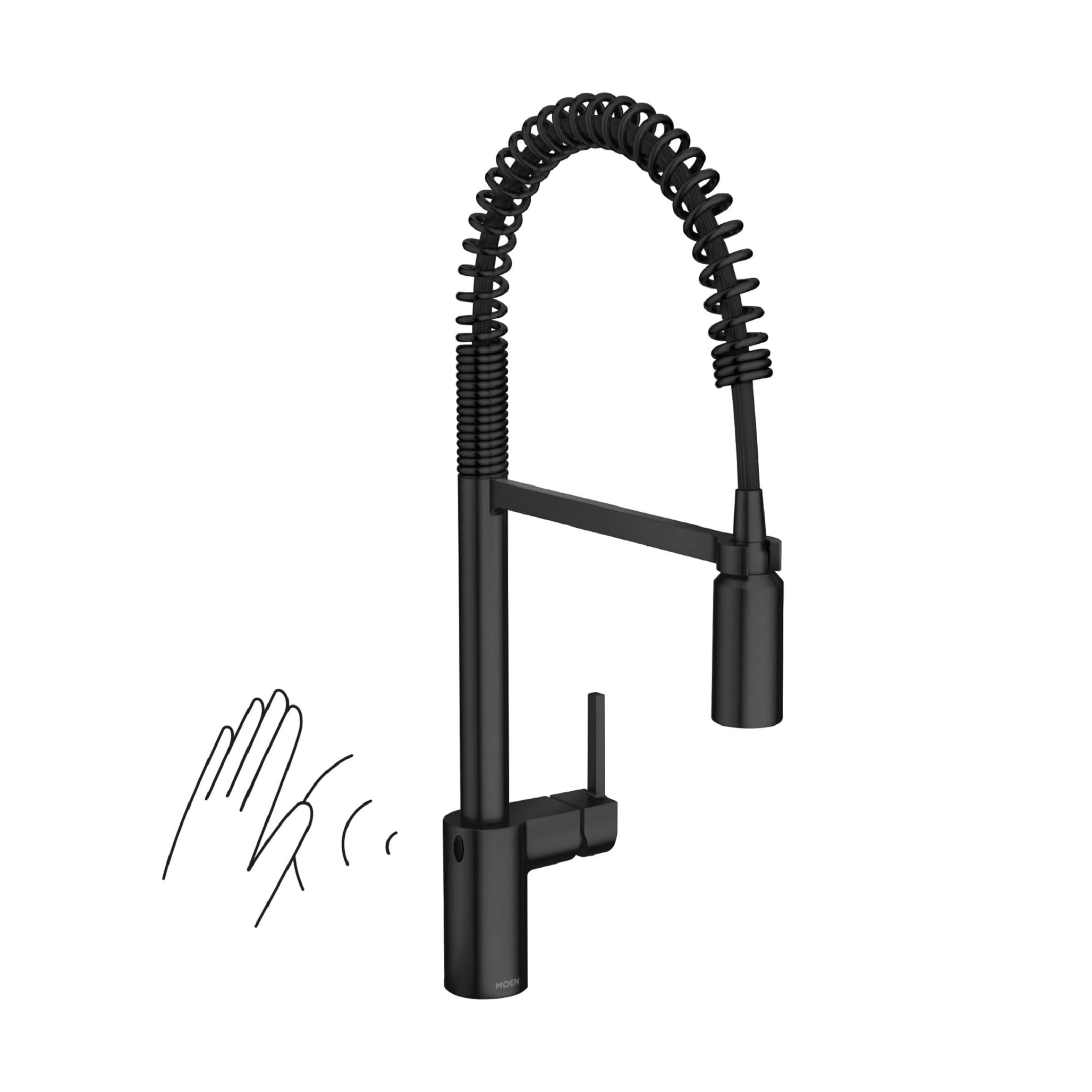 Moen Align Matte Black Motionsense Wave Sensor Touchless One-Handle High Arc Spring Pre-Rinse Pulldown Kitchen Faucet With Spray