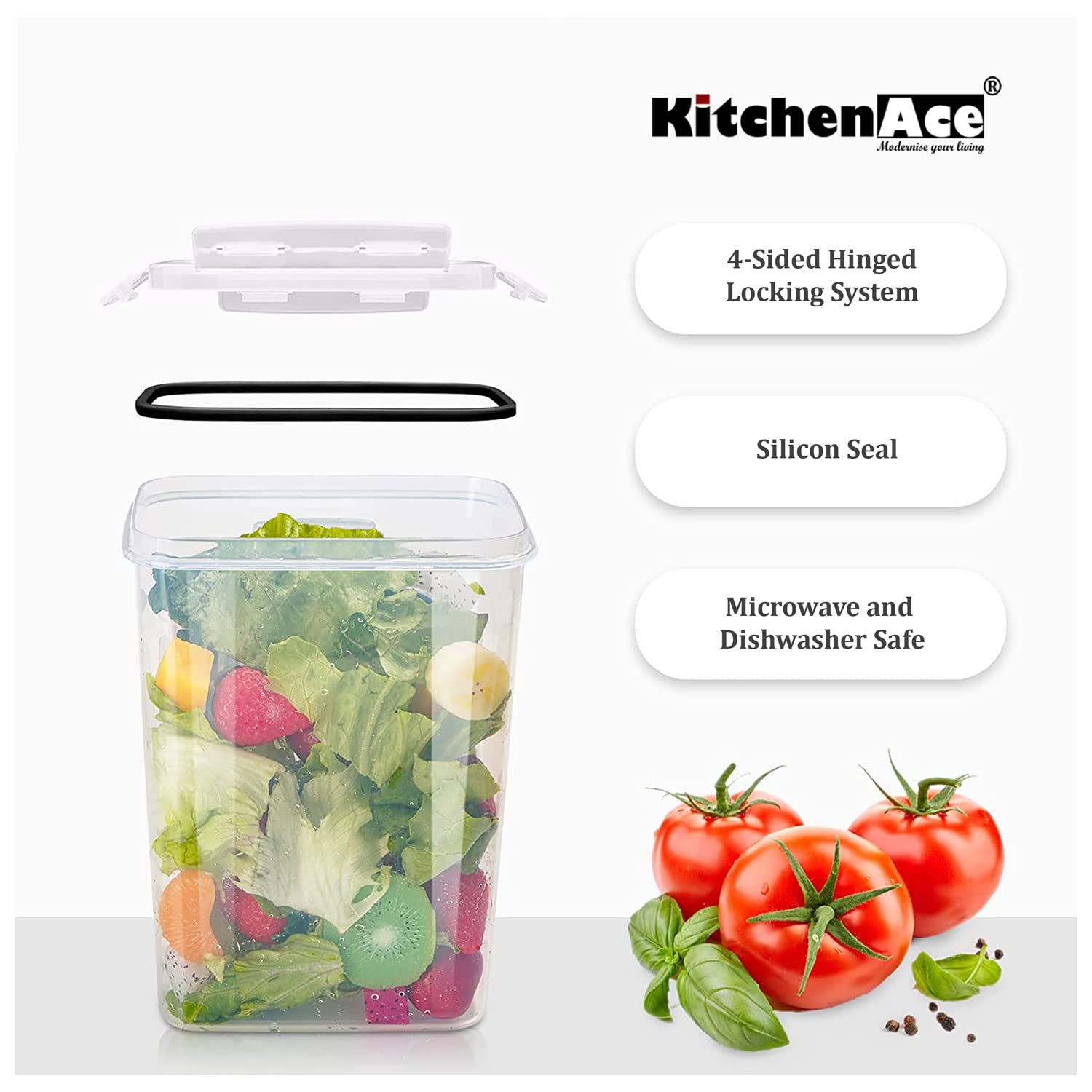 Kitchenace,Modernise Your Living Airtight Plastic Container Kitchen Storage Box - Storage & Container For Home, Snap-Seal (4-Pc)