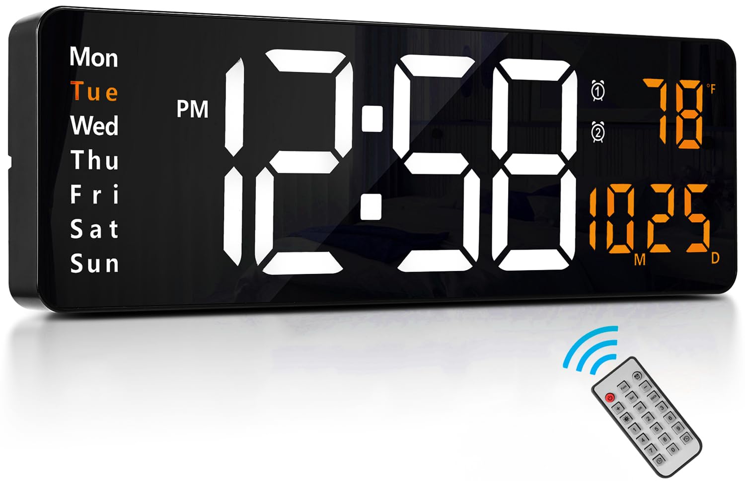 Large Digital Wall Clock - Led Large Display 16.2 Inch Alarm Clock With Remote Control, 12/24Hr Format, Automatic Brightness Dig