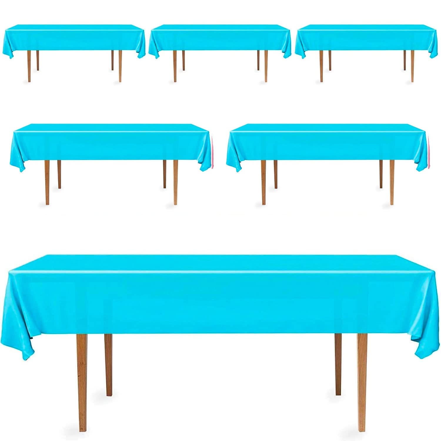 Decorrack 6 Pack Rectangular Tablecloths -Bpa- Free Plastic, 54 X 108 Inch, Dining Table Cover Cloth, Turquoise (6 Pack)