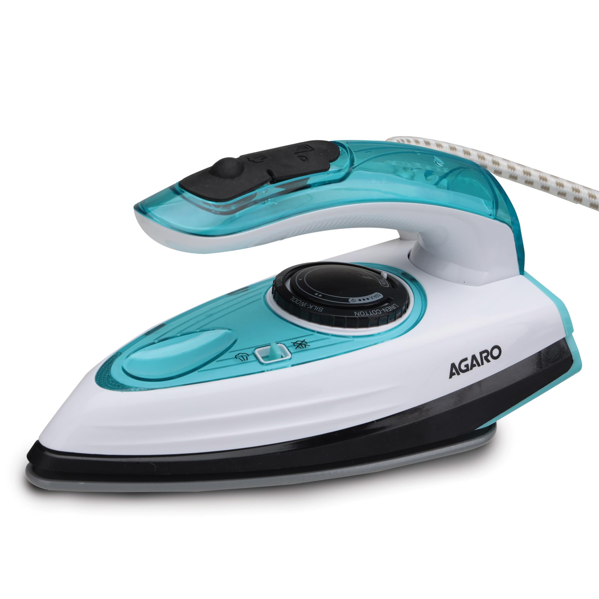 AGARO Primo Travel Steam Iron, 1200W, Compact, Ceramic Coated Sole plate, Cotton, Wool, Poly, Silk, Linen, Nylon, Multi-Fabric I