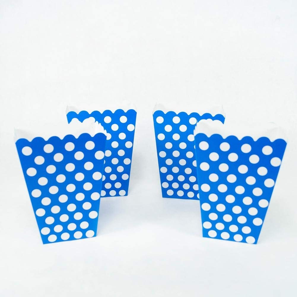 Royal Blue Dots Treat Boxes (Pack Of 8) - Elegant Paper Party Favor Containers - Perfect For Celebrations & Gifts