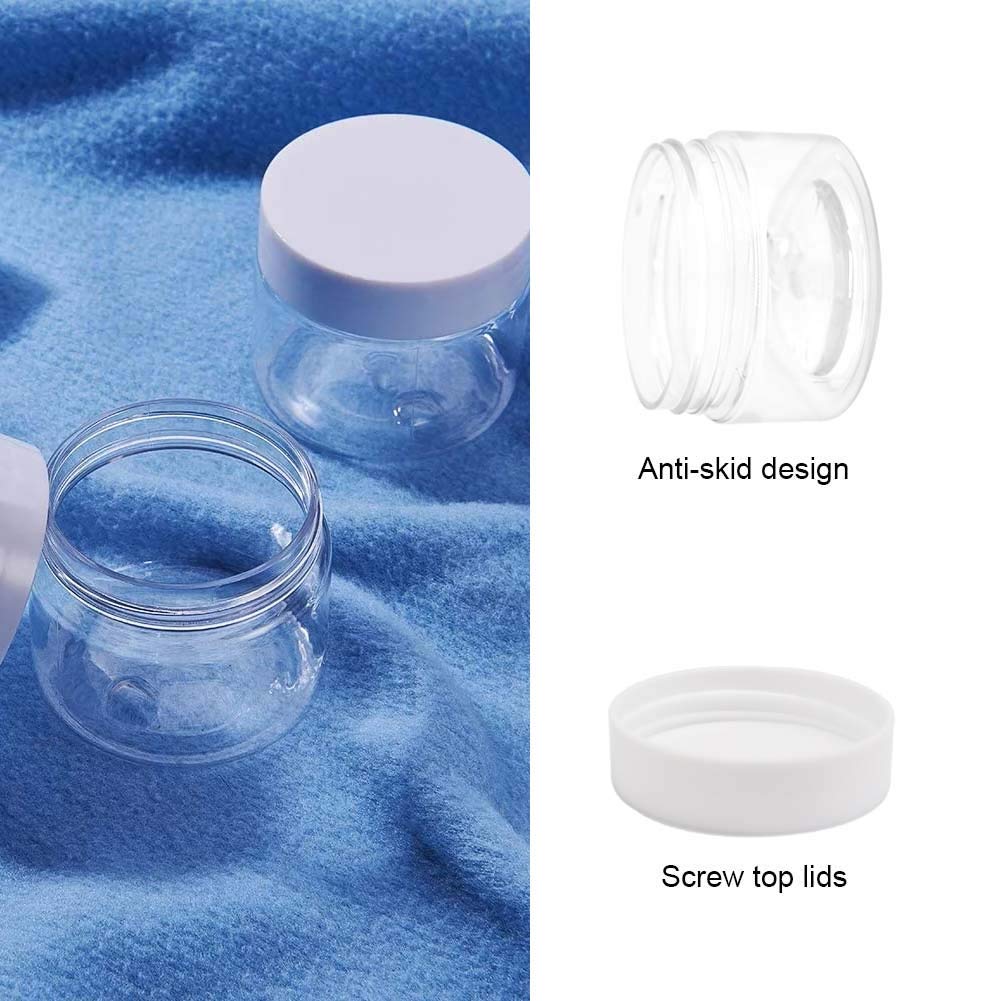24 Pcs 1Oz Plastic Cosmetic Jars,Round Leak Proof Clear Container With Lid,Wide-Mouth Refillable Small Storage Containers For Sl