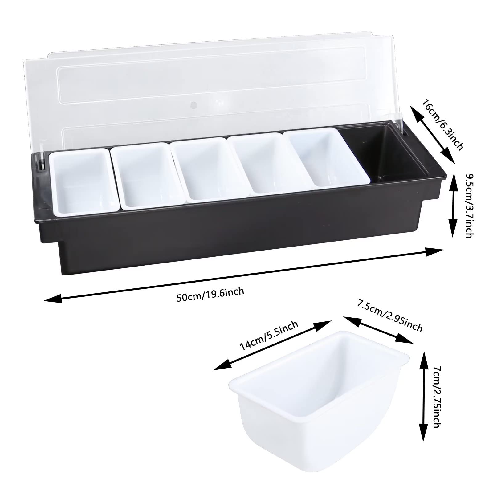 Tamnjvrr Ice Chilled Condiment Caddy With 6 Containers, 6 Compartments Fruit Veggie Condiment Caddy With Hinged Lid For Home Wor