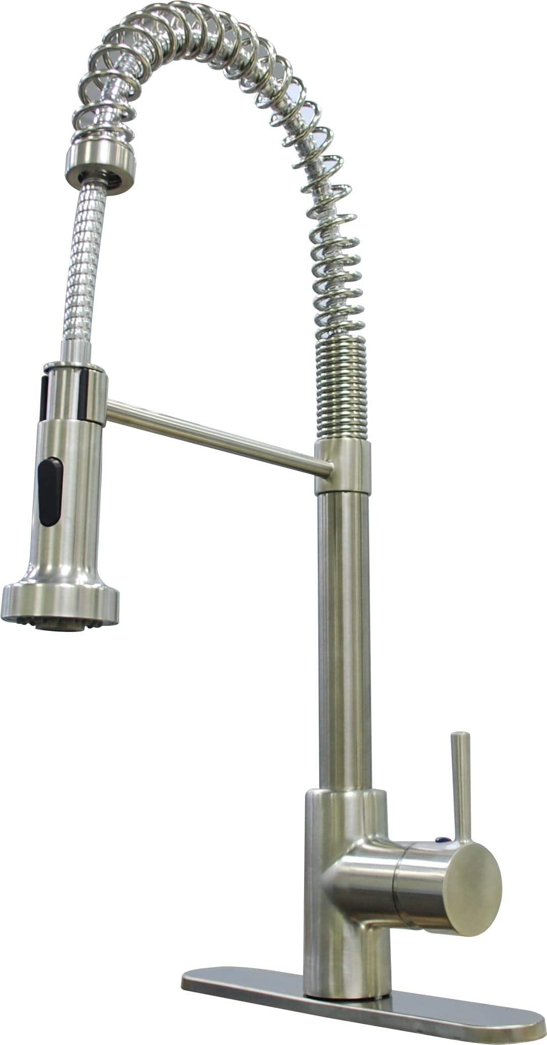Empire Faucets American Brass Sp5000N-A Rv Kitchen Faucet With Hi-Arc Coiled Hammer Spout, Single Lever Handle And Pull-Down Spr