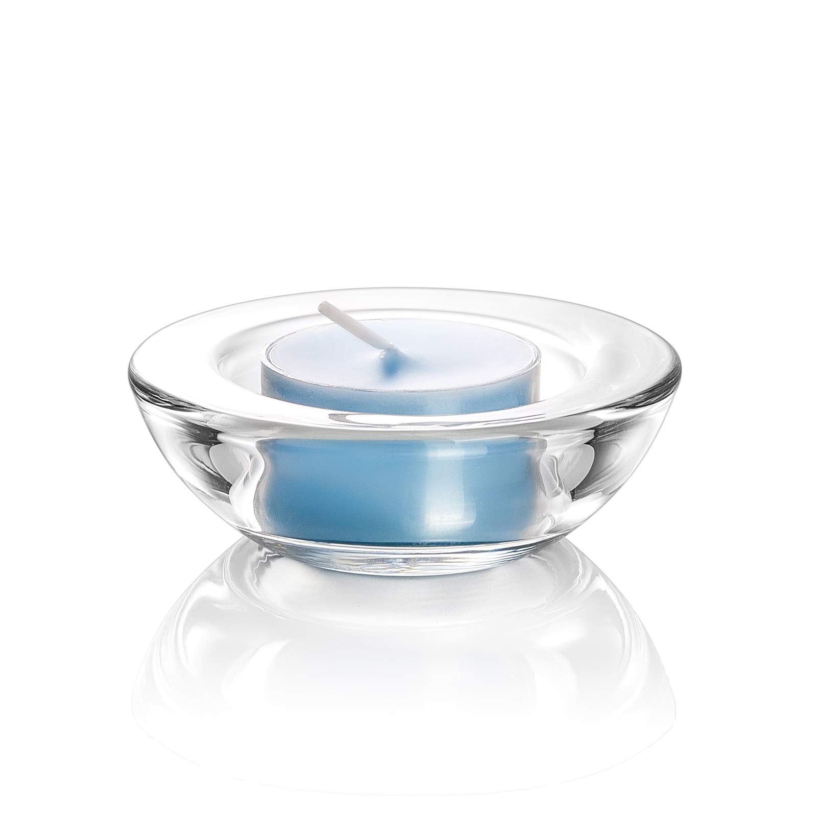 ELIVIA Clear Tealight Candle Holders - Set of 12, Round Chunky Glass Candle Holder, 3 Diameter - CH01