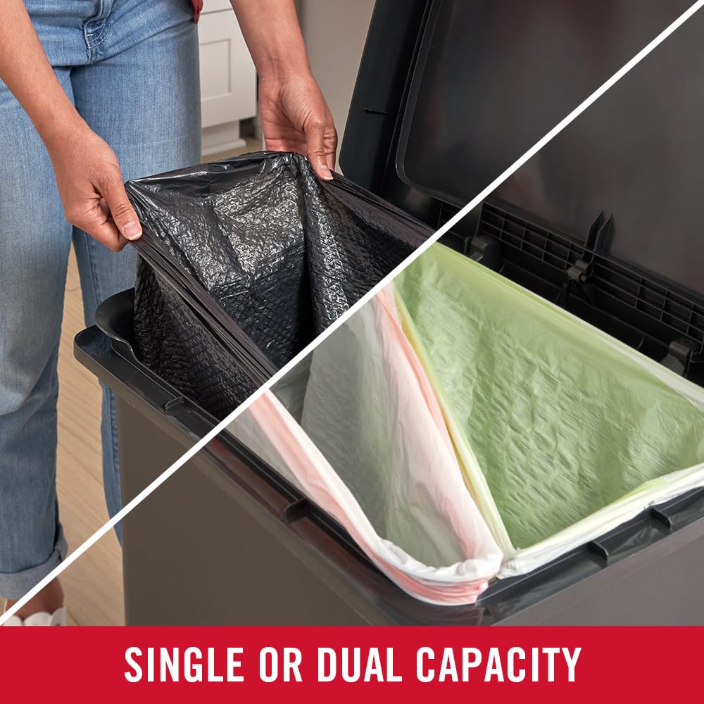 Rubbermaid High-Capacity Step-On Trash Can, 19 Gallon, Single Or Dual Stream Trash Or Recycling, Charcoal, Stainless-Steel Pedal