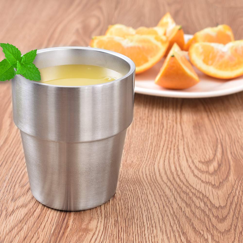 Newk Stainless Steel Cups, 10 Oz Metal Cups, Double Wall Drinking Tumblers For Bbq/Home/Office/Party/Driving - Set Of 2 Packs