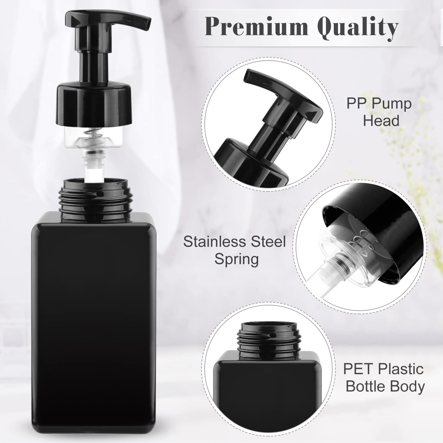 3 Pack 15Oz/450Ml Foaming Soap Dispenser Plastic Foam Pump Bottle Refillable Liquid Soap Container For Shampoo Body Hand Wash Ba