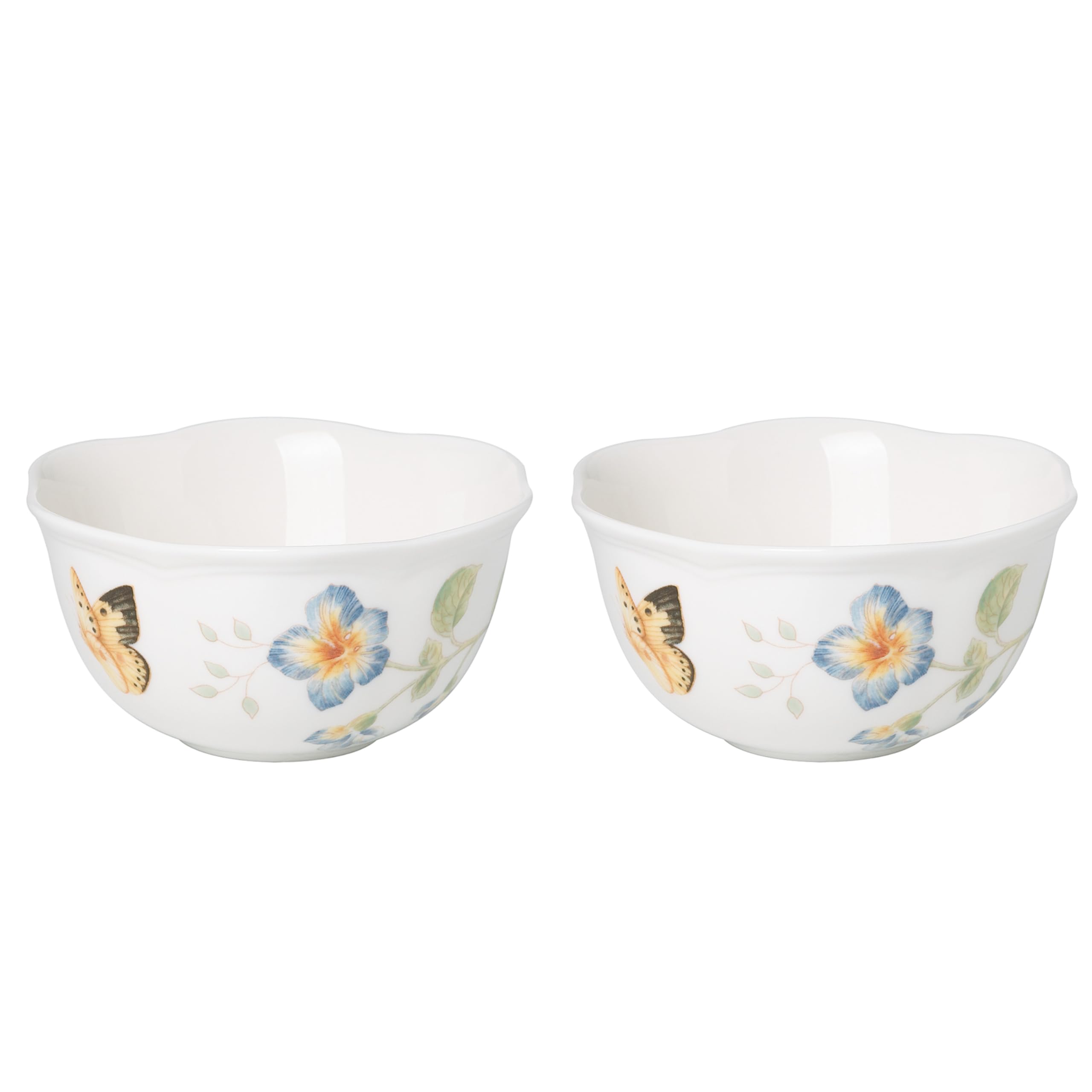 Lenox 890914 Butterfly Meadow 2-Piece Porcelain Dessert Bowl Set, Blue, 4.75