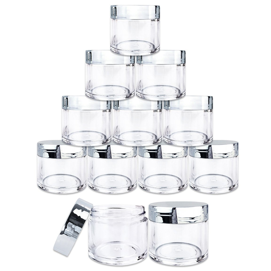 Beauticom 30G/30Ml (1 Fl. Oz.) Double Wall Clear Plastic Leak Proof Jars With Flat Top Lids For Creams, Lotions, Make Up, Powder
